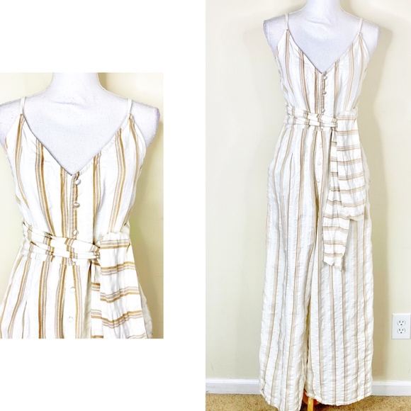 Roxy Wheel & Palms Wide Leg Jumpsuit Cream Stripe - Picture 11 of 14